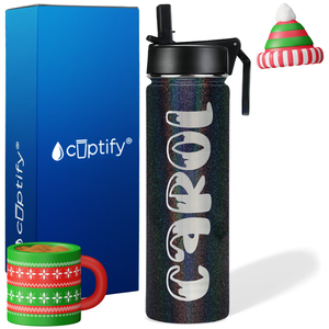 Personalized Frosty Christmas Font on 24oz Wide Mouth