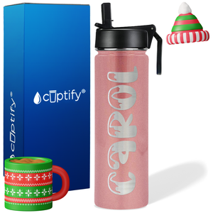 Personalized Frosty Christmas Font on 24oz Wide Mouth