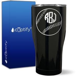 Personalized Baseball Monogram on 27oz Curve Tumbler