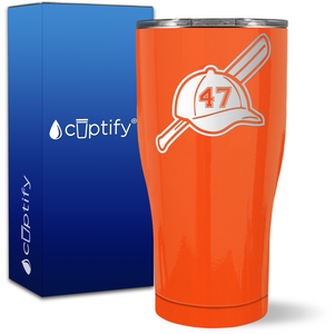 Personalized Baseball Bat and Hat with Number on 27oz Curve Tumbler