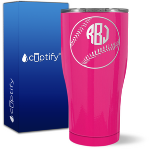 Personalized Baseball Monogram on 27oz Curve Tumbler