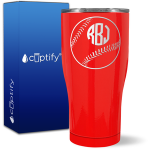 Personalized Baseball Monogram on 27oz Curve Tumbler