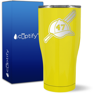 Personalized Baseball Bat and Hat with Number on 27oz Curve Tumbler