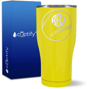 Personalized Baseball Monogram on 27oz Curve Tumbler