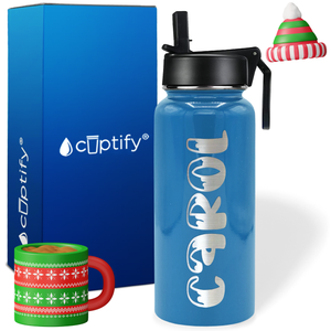 Personalized Frosty Christmas Font on 32oz Wide Mouth