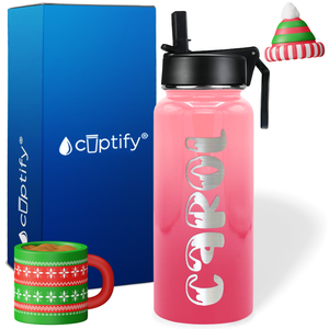 Personalized Frosty Christmas Font on 32oz Wide Mouth