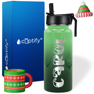 Personalized Frosty Christmas Font on 32oz Wide Mouth