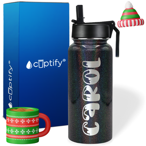 Personalized Frosty Christmas Font on 32oz Wide Mouth