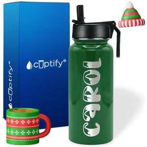 Personalized Frosty Christmas Font on 32oz Wide Mouth