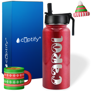 Personalized Frosty Christmas Font on 32oz Wide Mouth