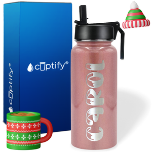 Personalized Frosty Christmas Font on 32oz Wide Mouth