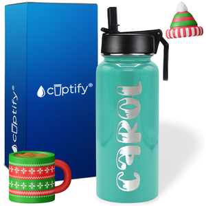 Personalized Frosty Christmas Font on 32oz Wide Mouth