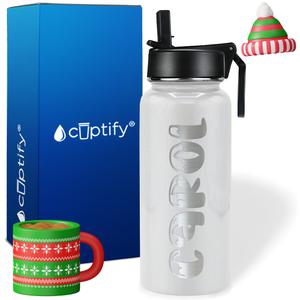 Personalized Frosty Christmas Font on 32oz Wide Mouth