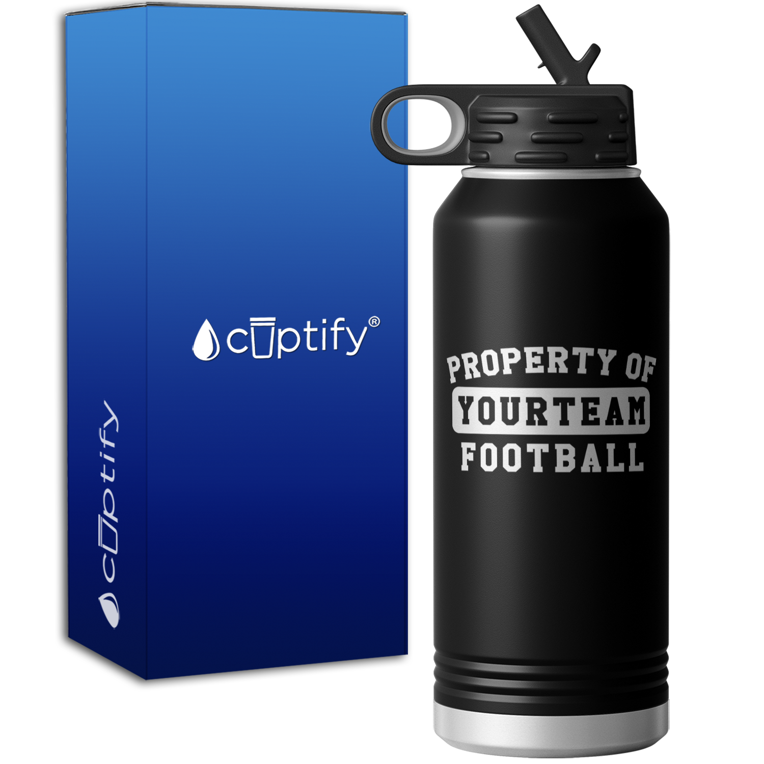 Personalized Property of Your Team Name Football 32oz Sport Water Bottle