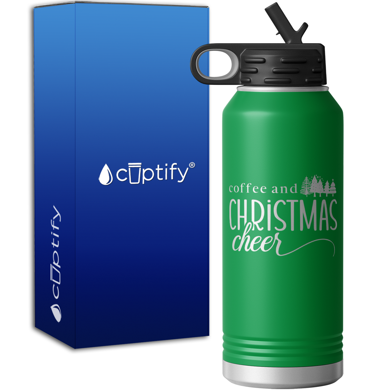 Coffee And Christmas Cheer 32oz Sport Water Bottle