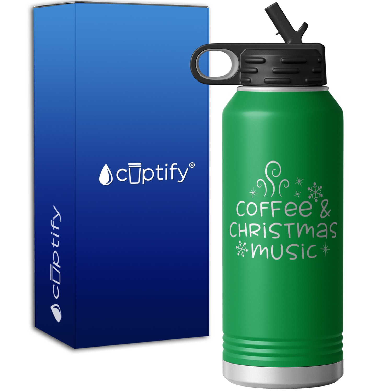 Coffee and Christmas Music 32oz Sport Water Bottle