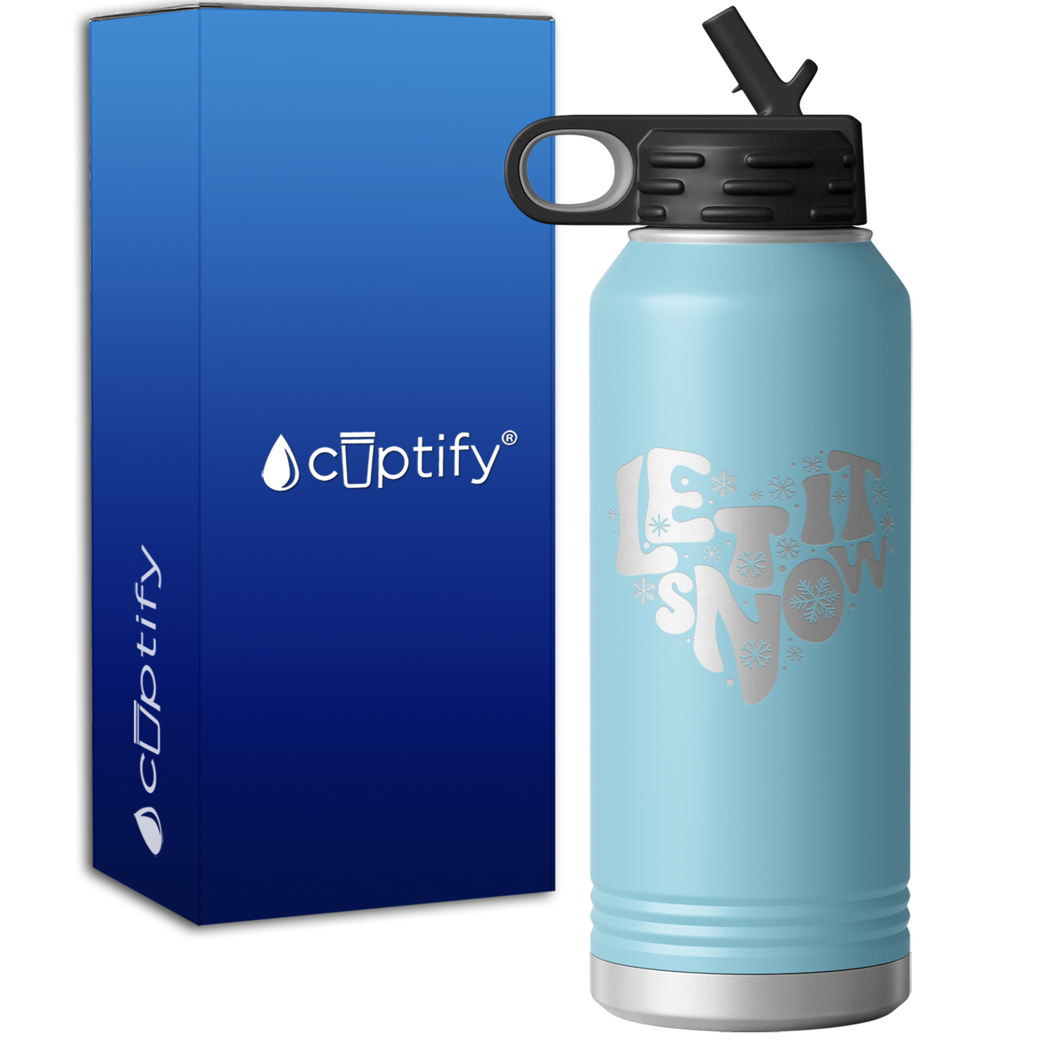 Let it Snow Heart 32oz Sport Water Bottle