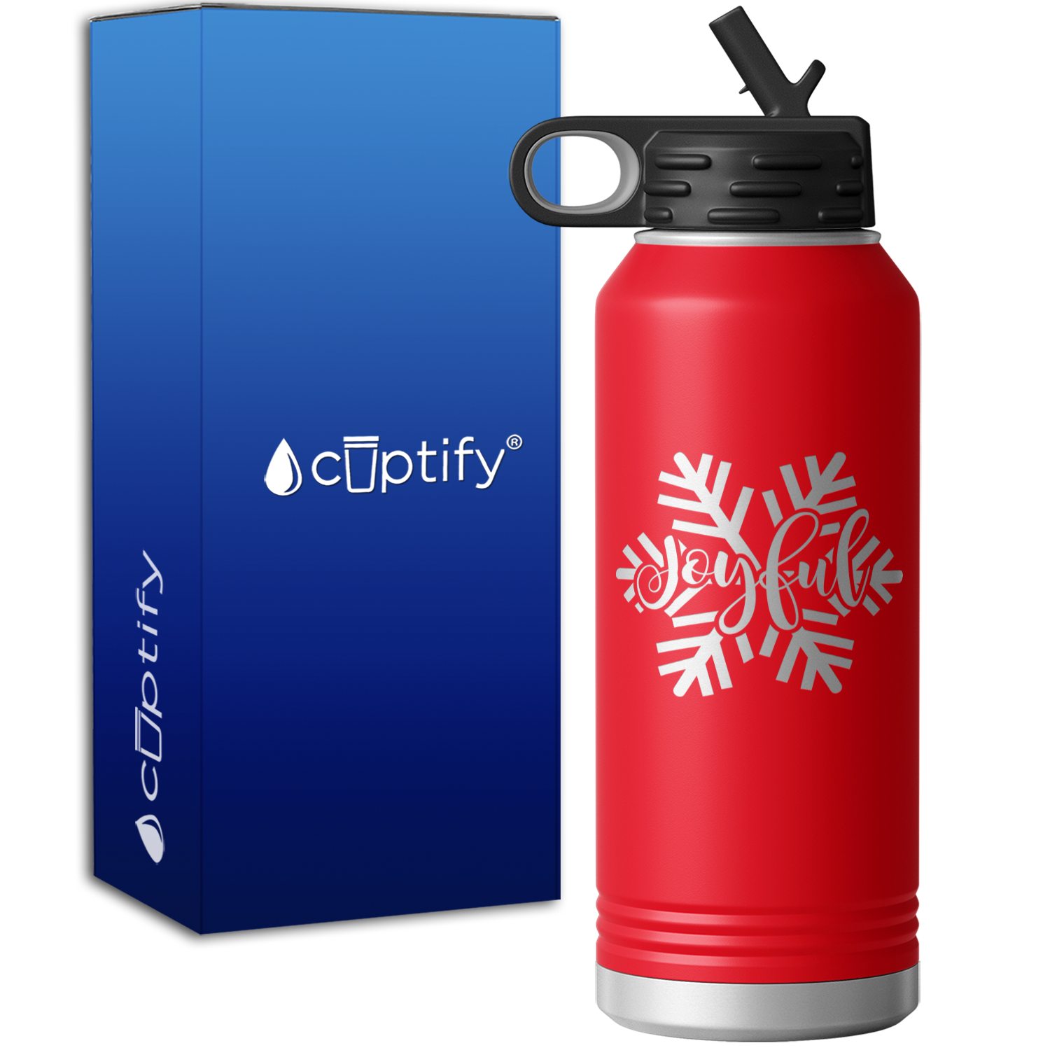 Joyful Snow Flake 32oz Sport Water Bottle