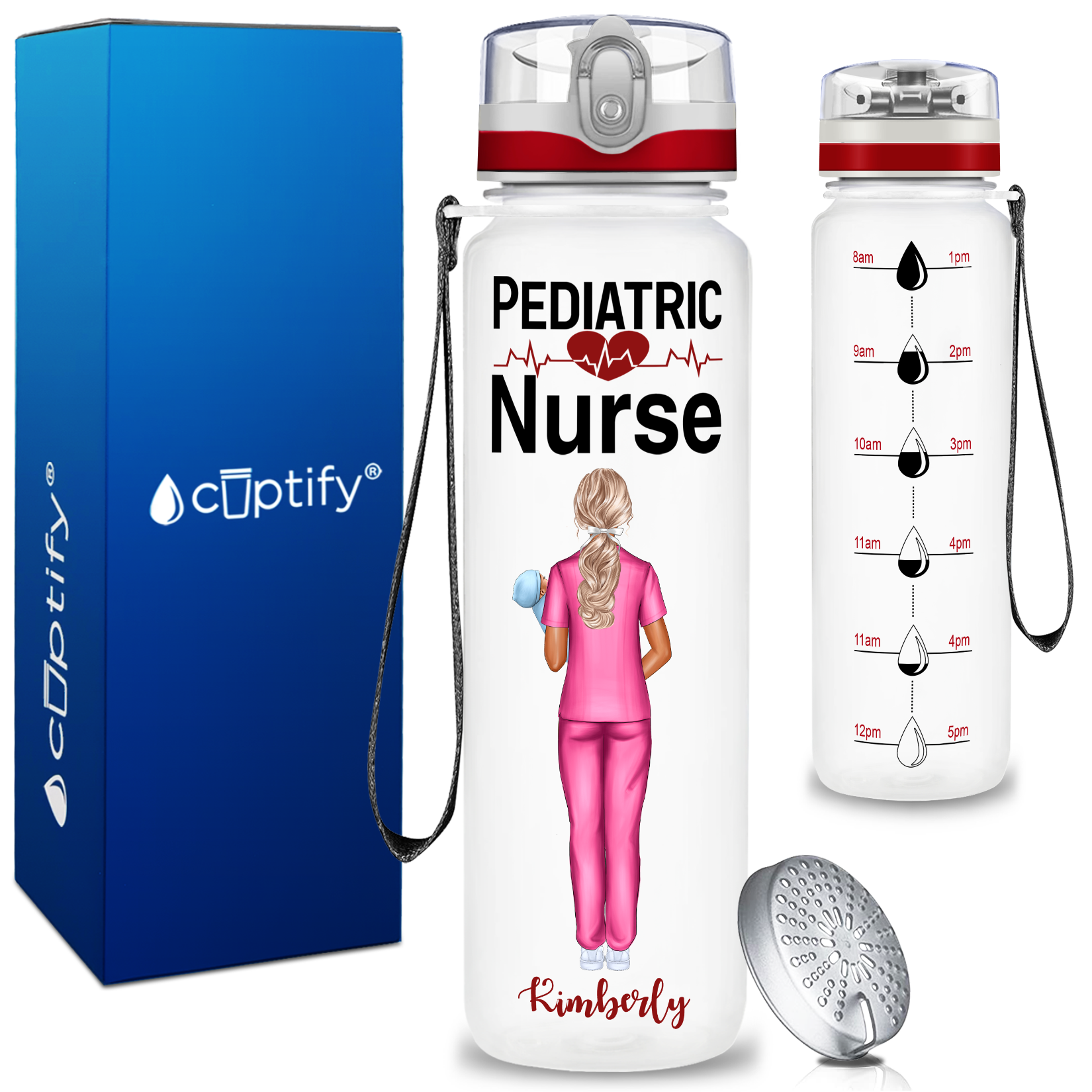 Personalized Pediatric Nurse 32oz Motivational Tritan Tracking Water Bottle