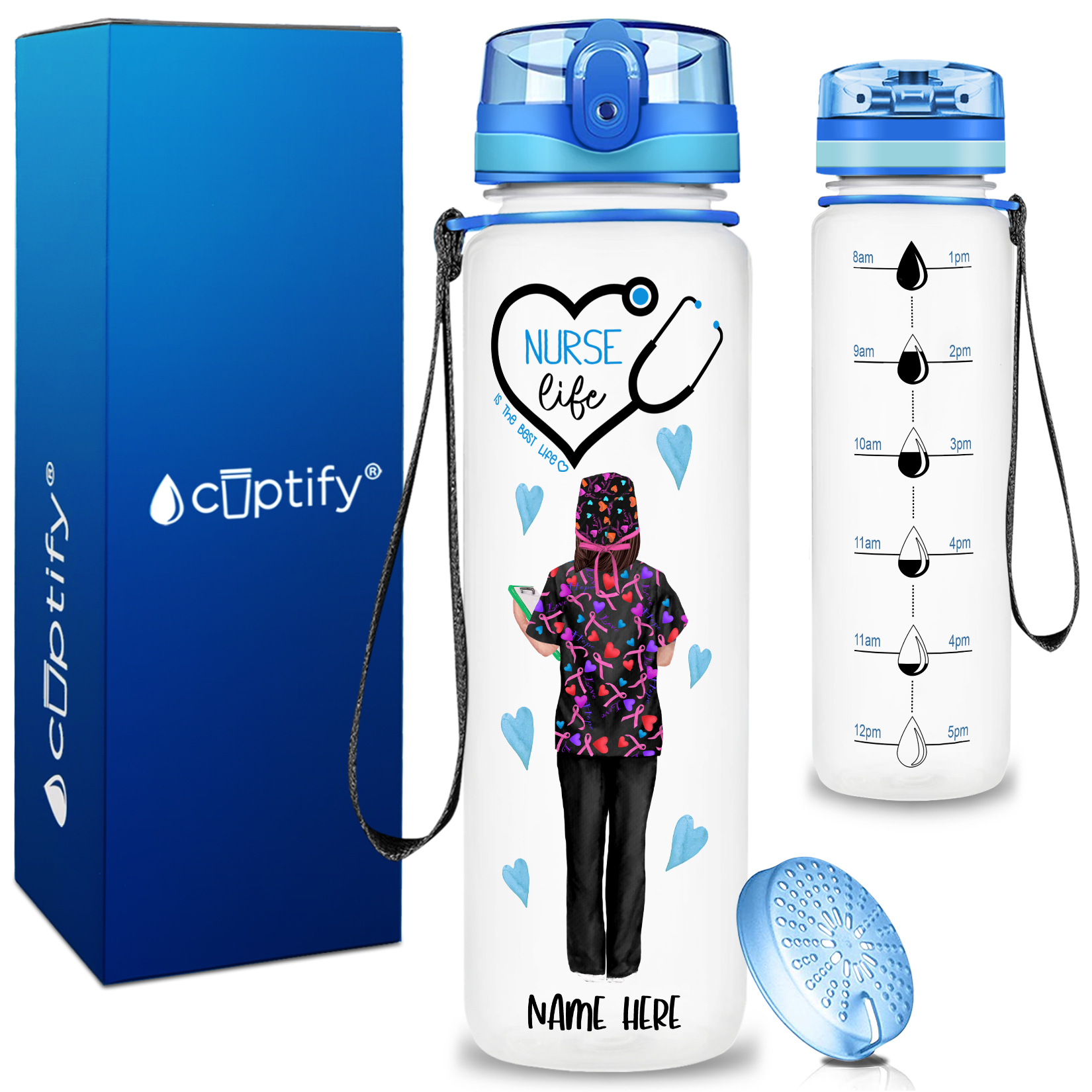 Personalized Nurse Life is The Best Life 32oz Motivational Tritan Tracking Water Bottle