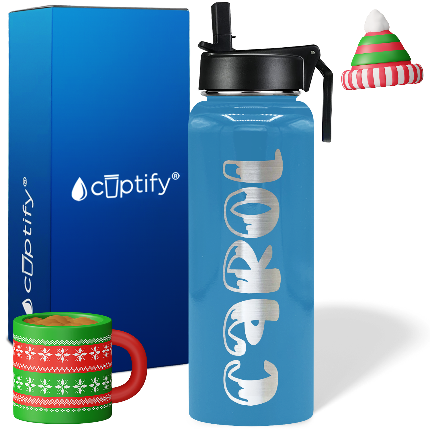 Personalized Frosty Christmas Font on 40oz Wide Mouth