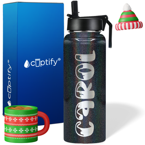 Personalized Frosty Christmas Font on 40oz Wide Mouth