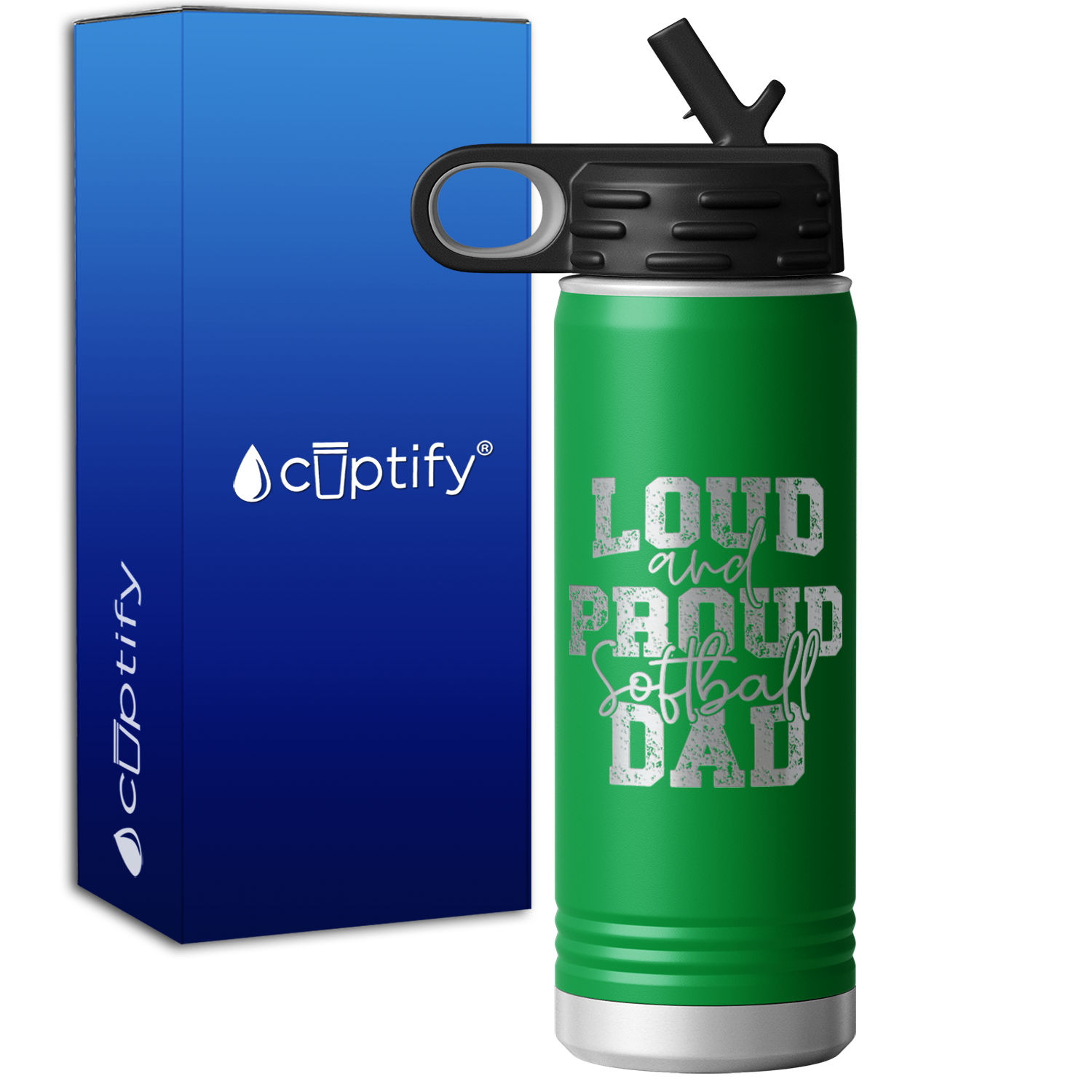 Loud and Proud Softball Dad 20oz Sport Water Bottle