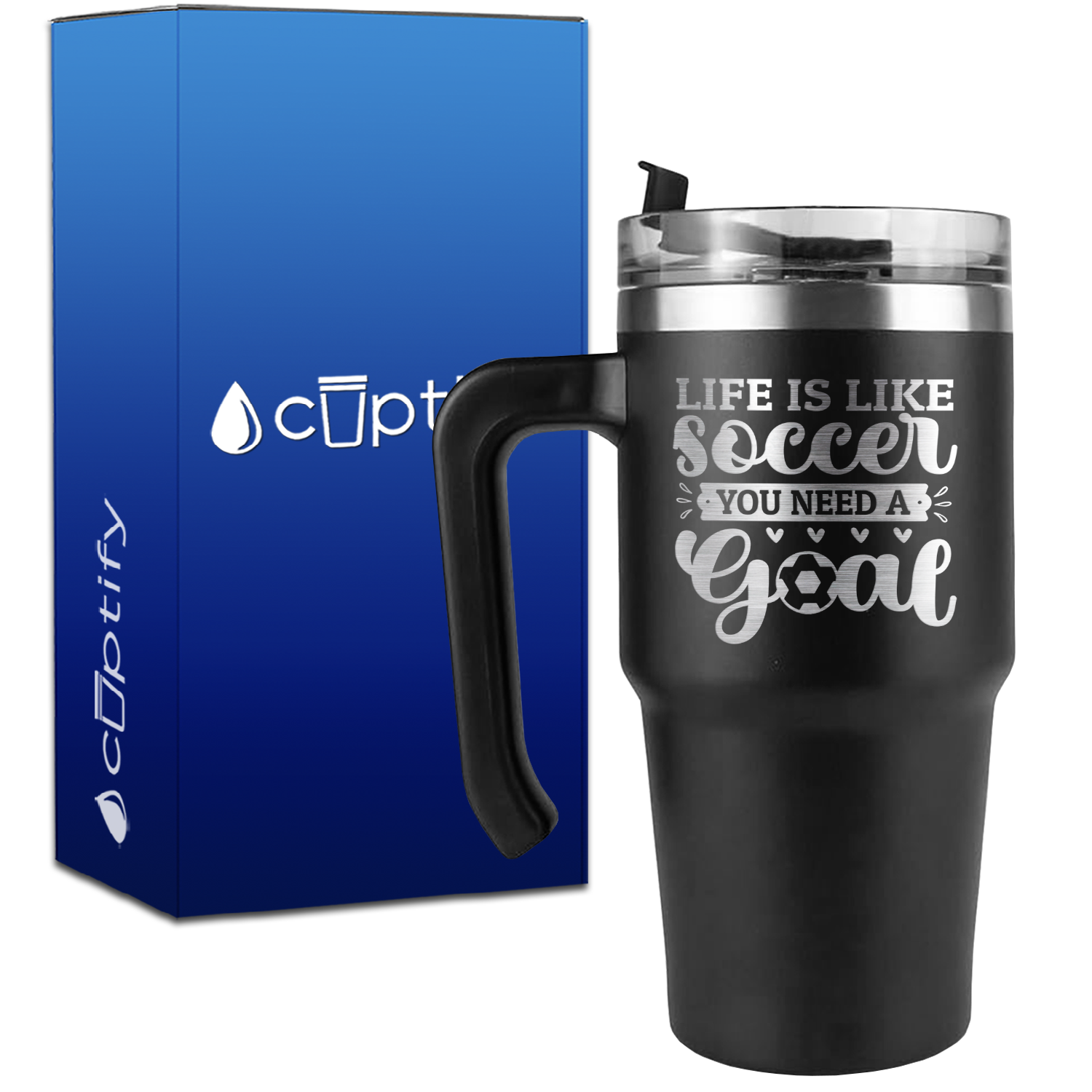 Life is Like Soccer, You Need a Goal on 20oz Soccer Travel Mug