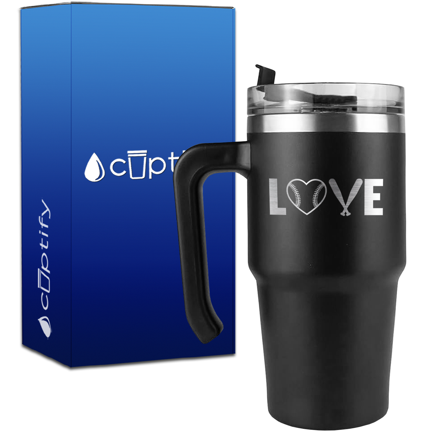 Love Baseball on 20oz Baseball Travel Mug