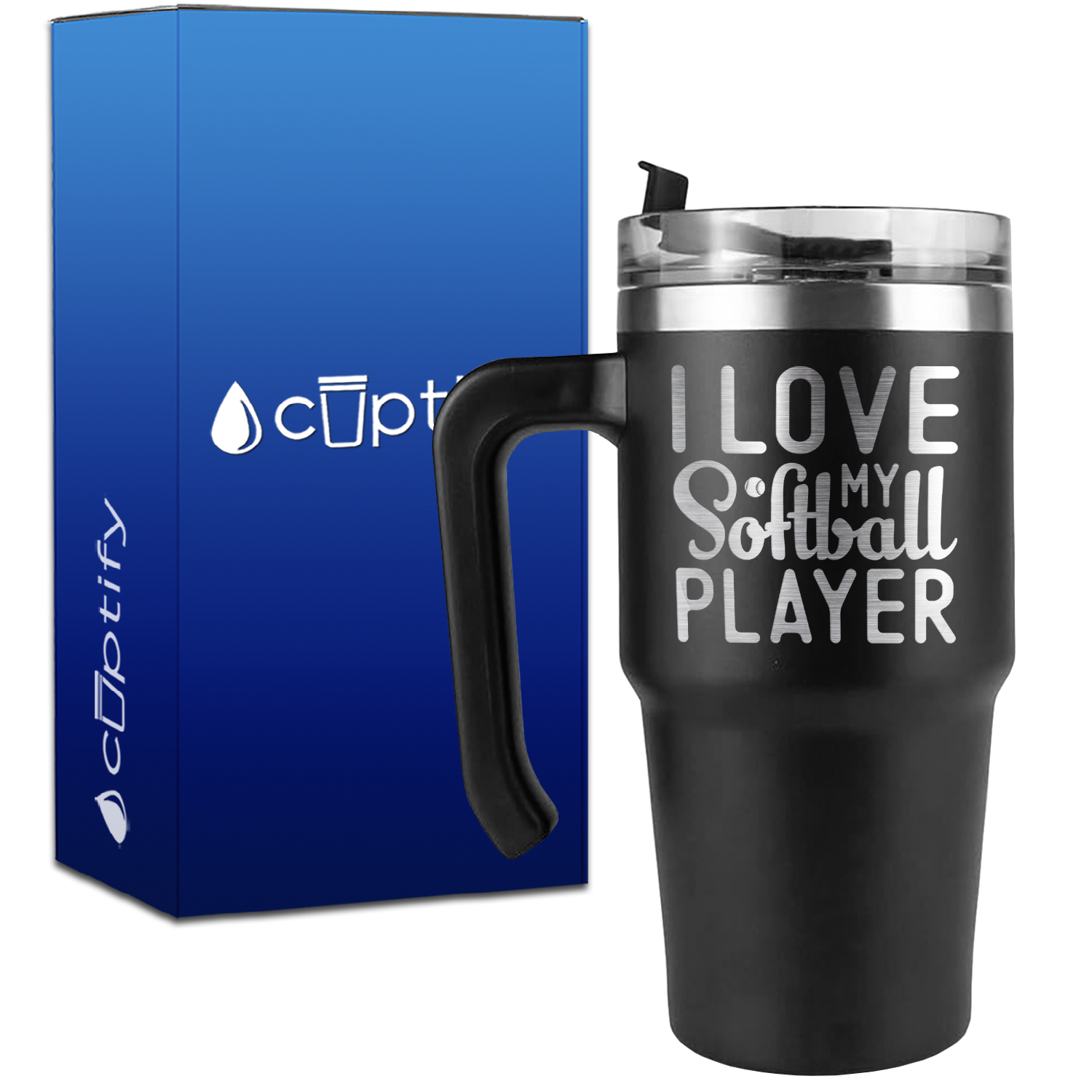 I Love My Softball Player on 20oz Softball Travel Mug