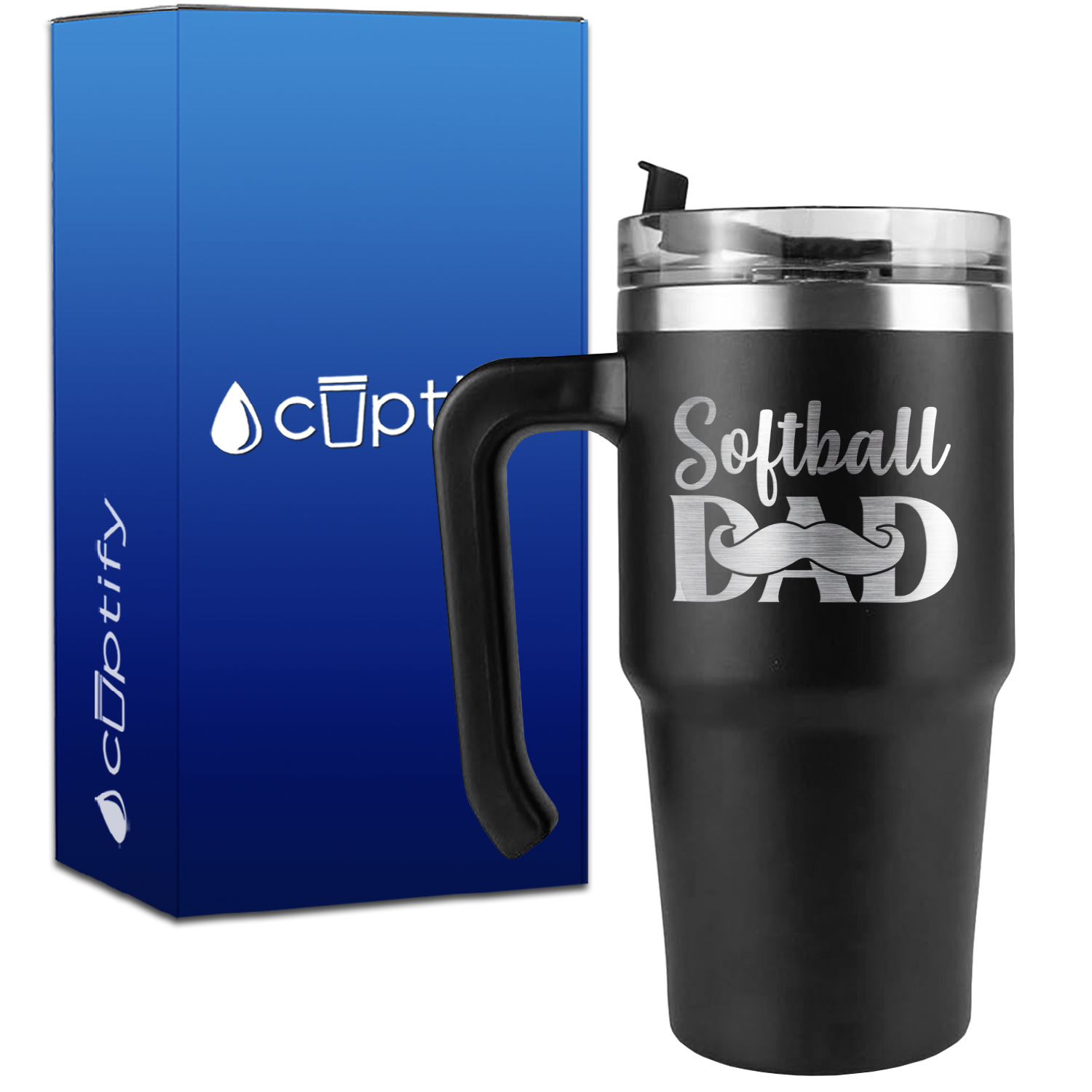 Softball Dad Mustache on 20oz Softball Travel Mug