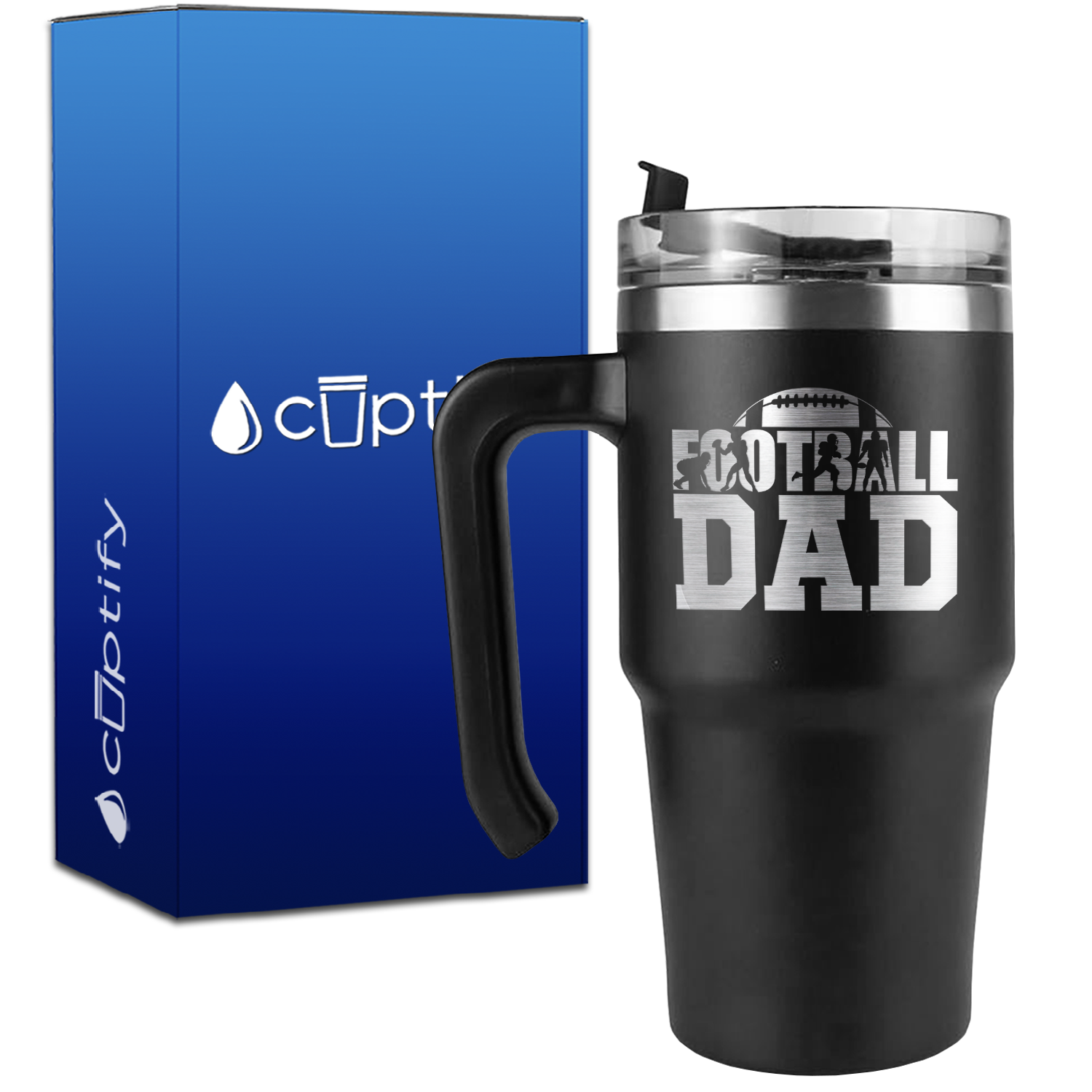 Football Dad on 20oz Football Travel Mug