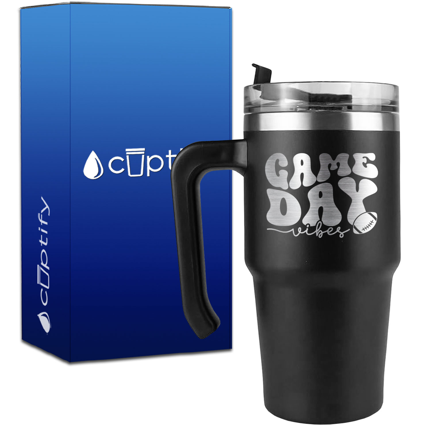 Game Day Vibes Football on 20oz Football Travel Mug