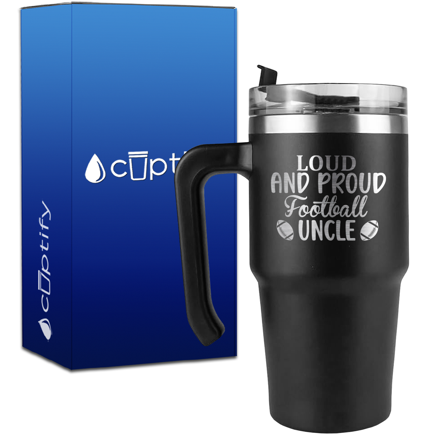 Loud and Proud Football Uncle on 20oz Football Travel Mug