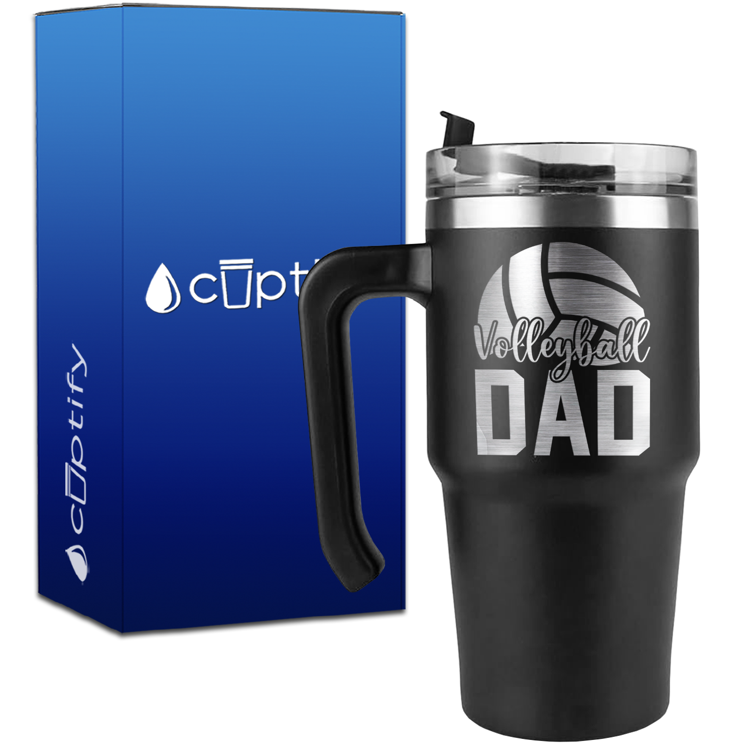 Volleyball Dad Half Ball on 20oz Volleyball Travel Mug