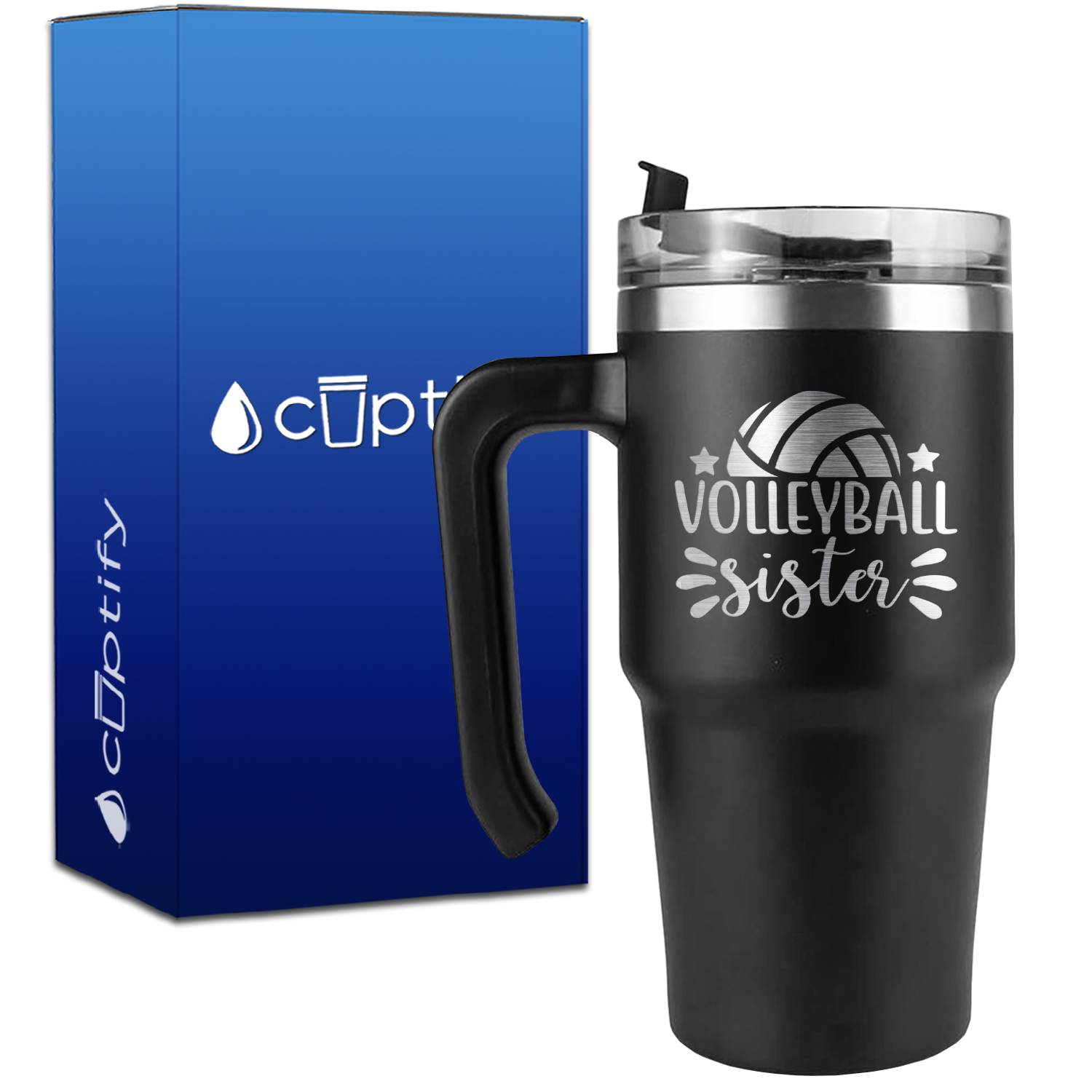 Volleyball Sister Stars on 20oz Volleyball Travel Mug