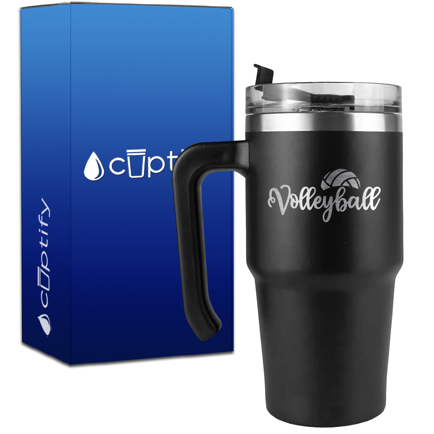 Volleyball Half Ball on 20oz Volleyball Travel Mug