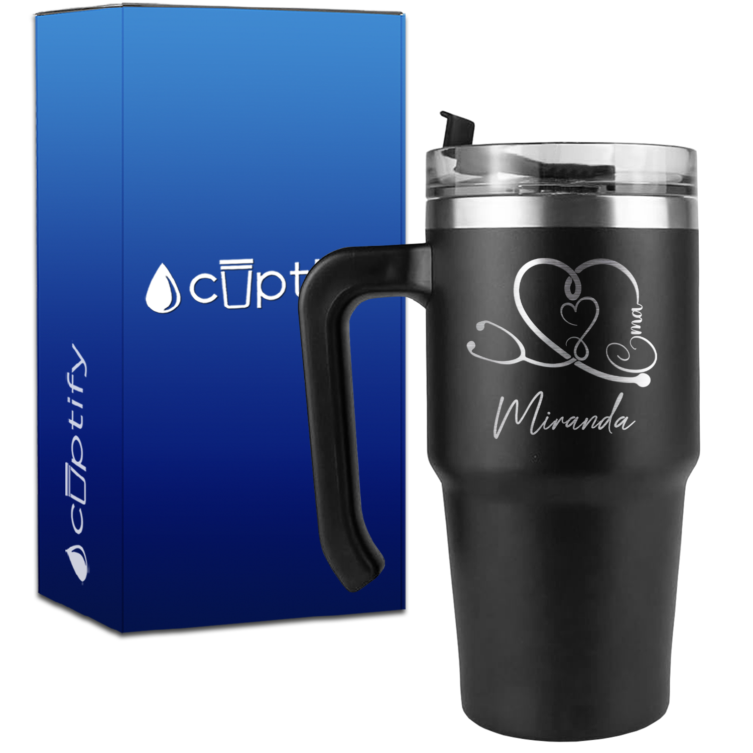 Personalized CMA Stethoscope Heart on 20oz CMA Travel Mug