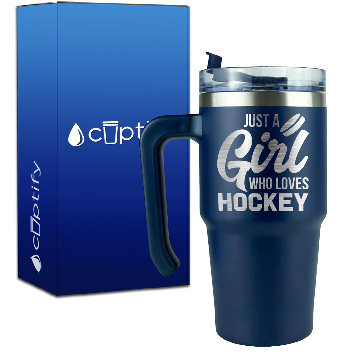 Just a Girl Who Loves Hockey on 20oz Hockey Travel Mug