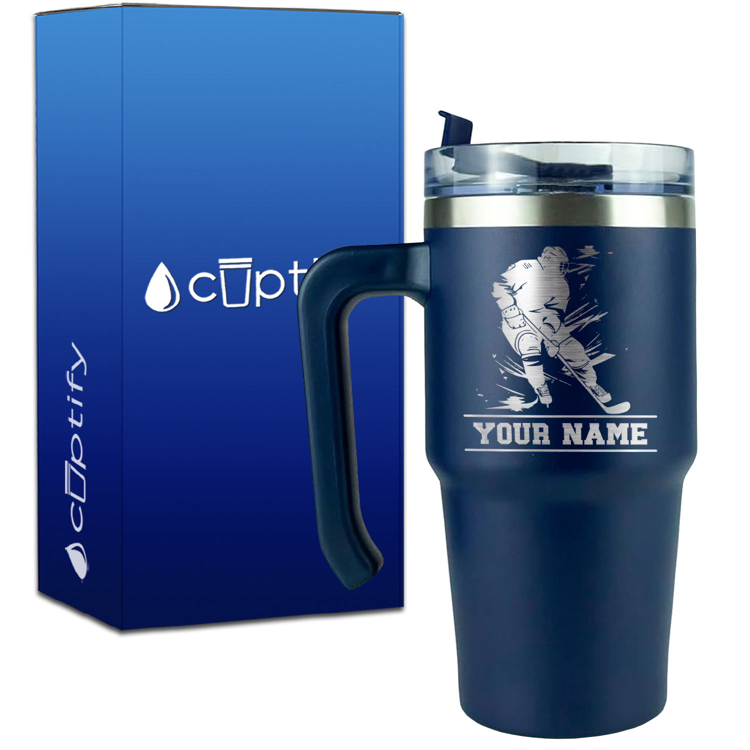 Personalized Skating Hockey Player on 20oz Hockey Travel Mug