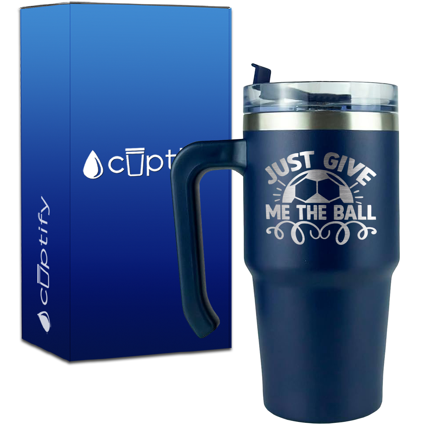 Just Give Me the Ball on 20oz Soccer Travel Mug