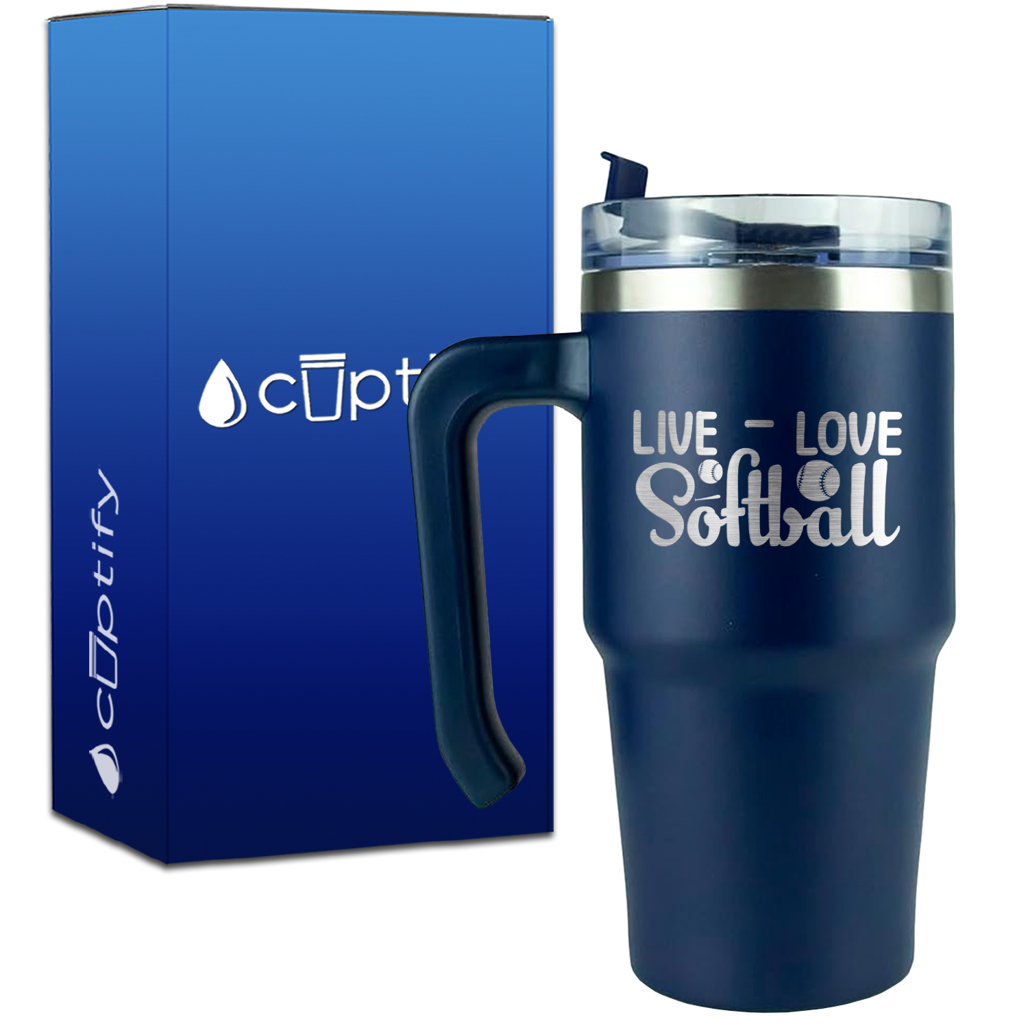 Live Love Softball on 20oz Softball Travel Mug