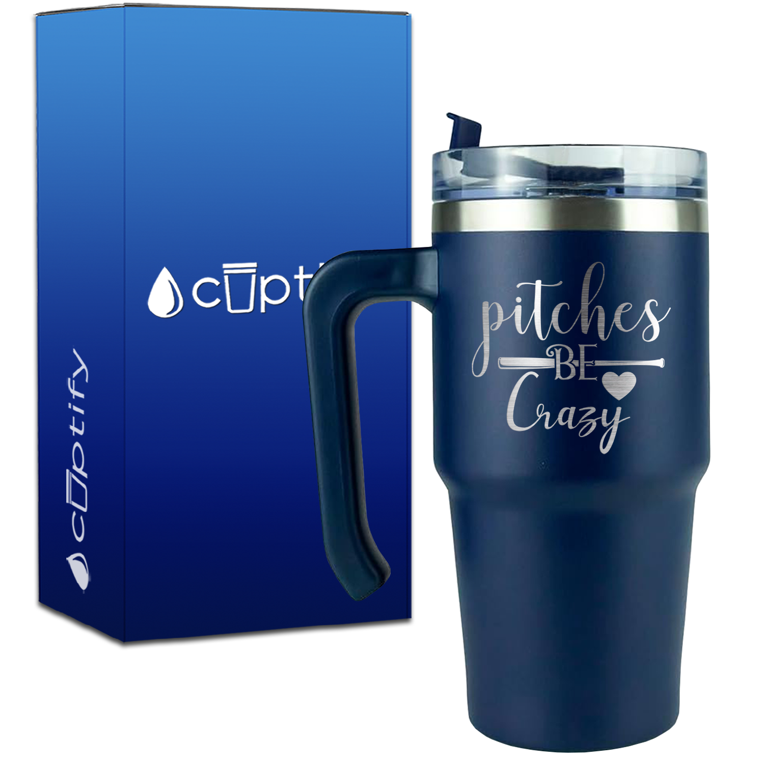 Pitches Be Crazy on 20oz Softball Travel Mug