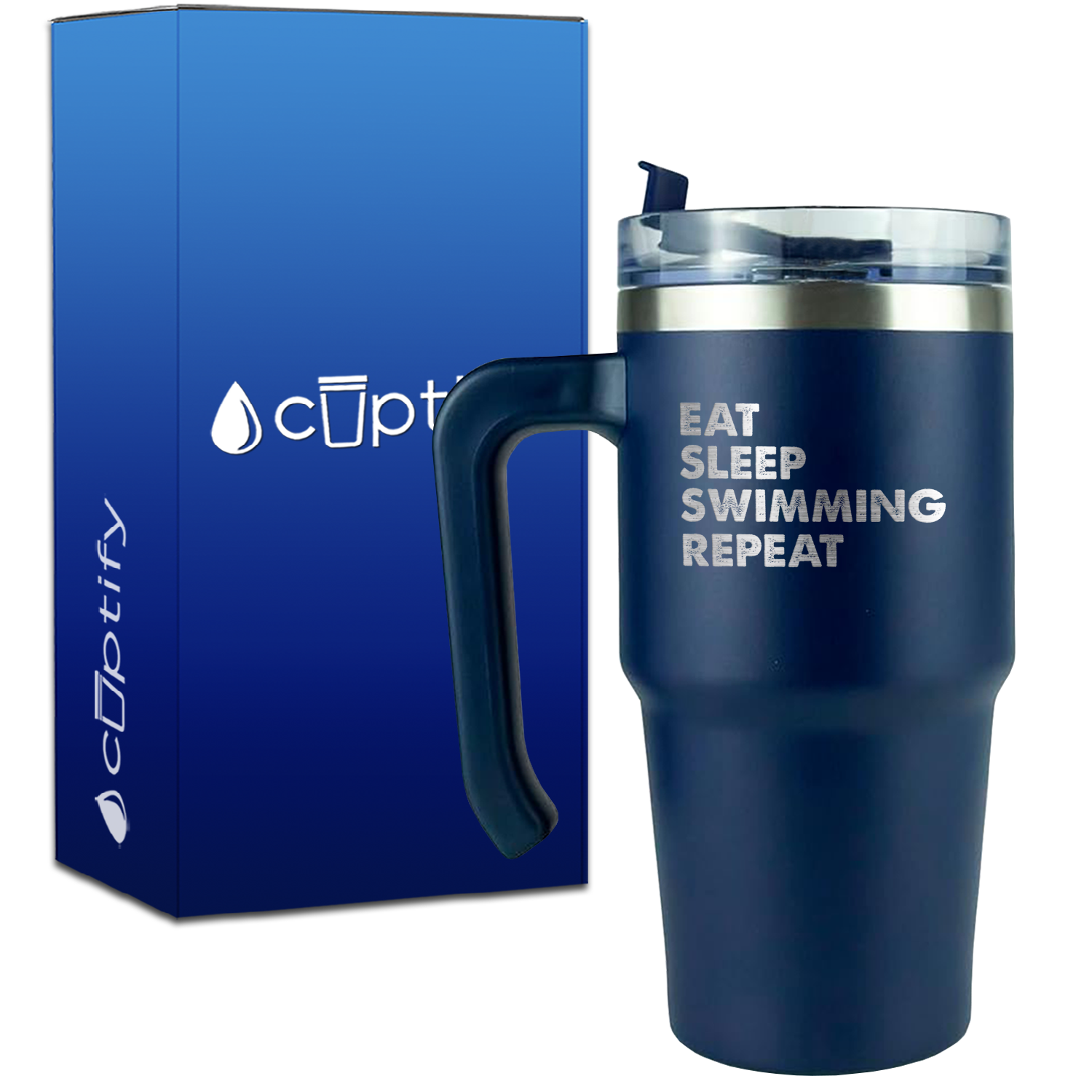 Eat Sleep Swimming Repeat on 20oz Swimming Travel Mug