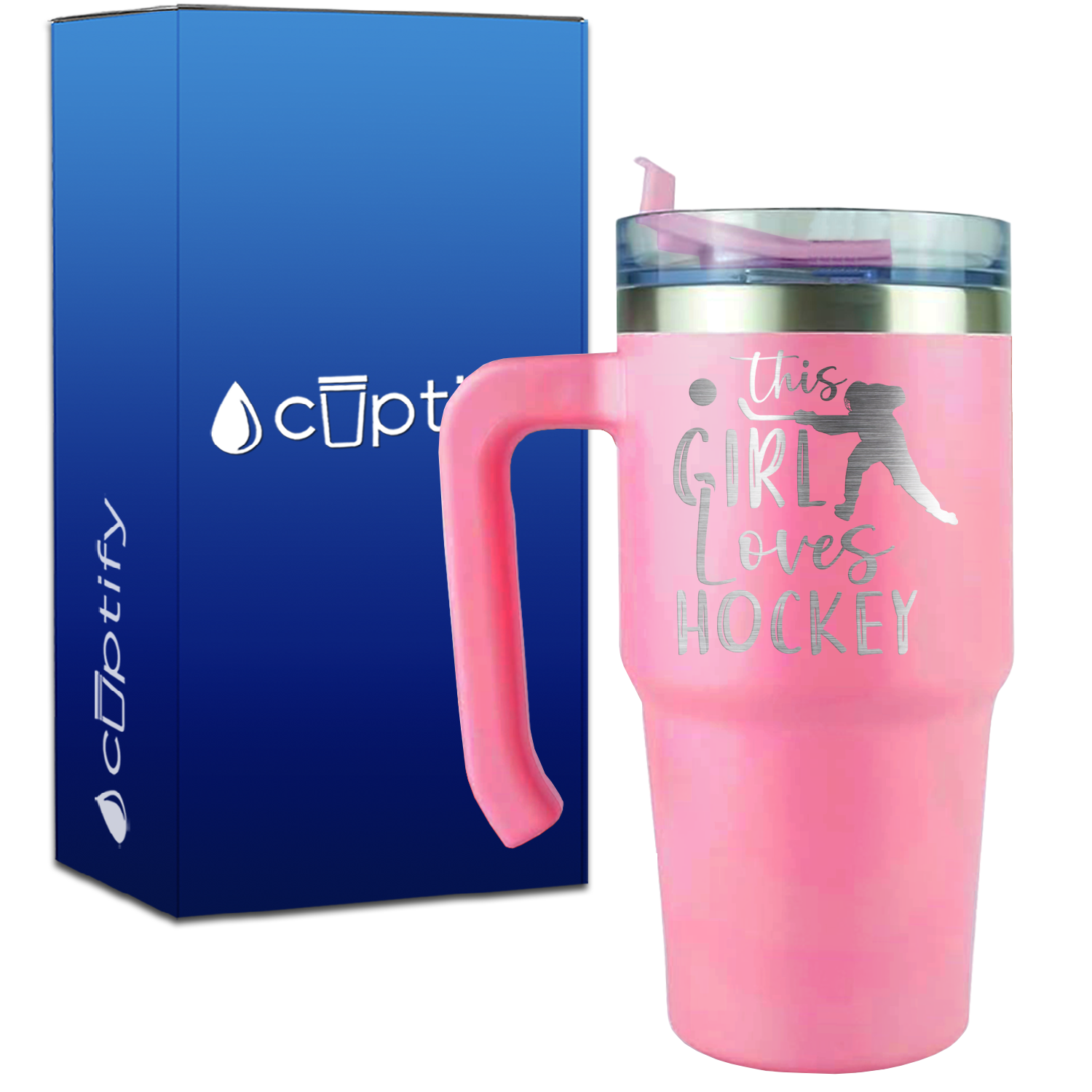 This Girl Loves Hockey on 20oz Hockey Travel Mug