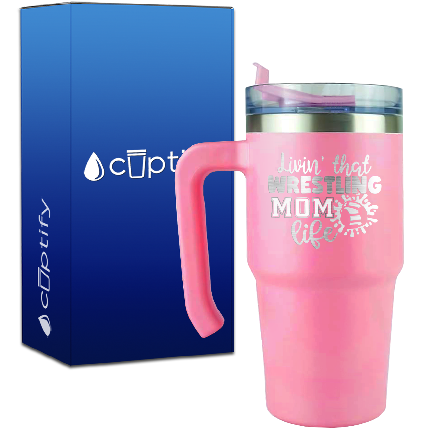 Livin' That Wrestling Mom Life Headgear on 20oz Wrestling Travel Mug