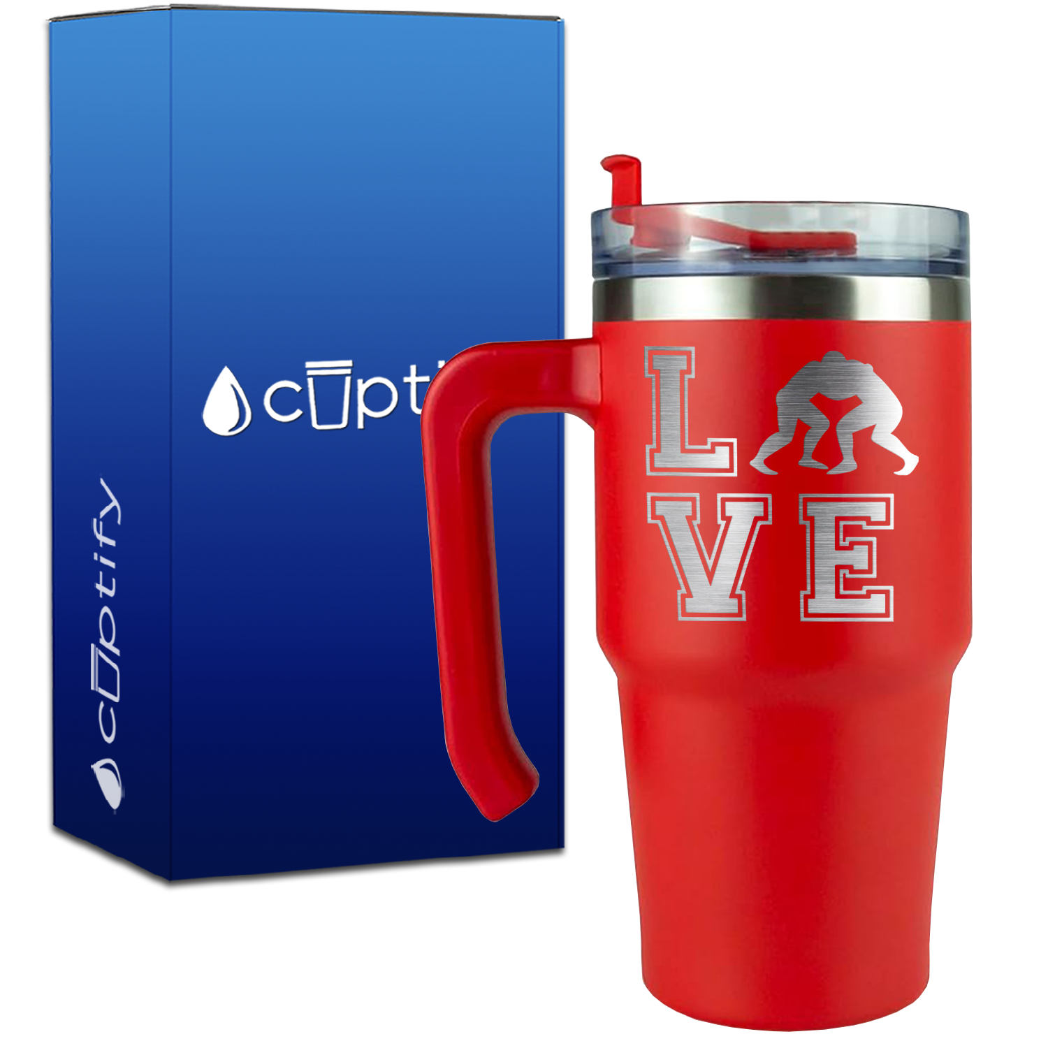 Love Wrestlers on 20oz Wrestling Travel Mug