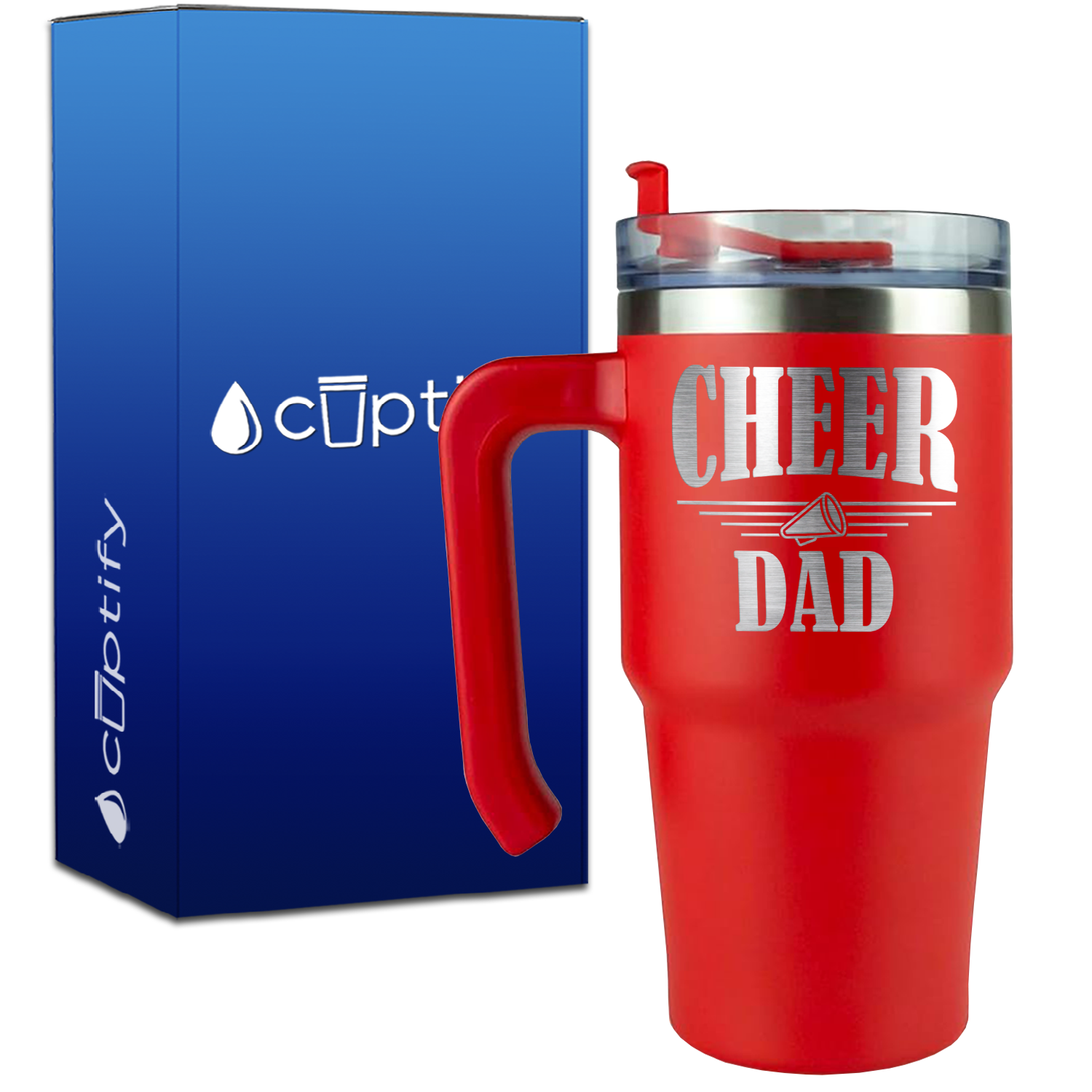 Cheer Dad Megaphone Lines on 20oz Cheer Travel Mug