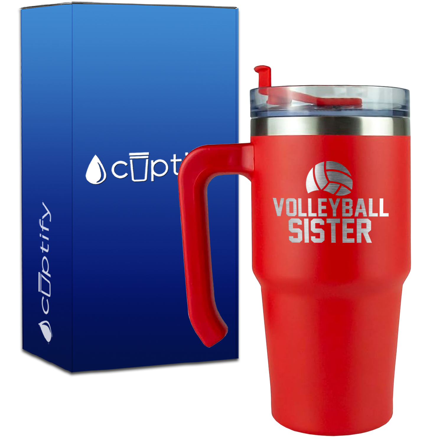 Volleyball Sister Half Ball on 20oz Volleyball Travel Mug