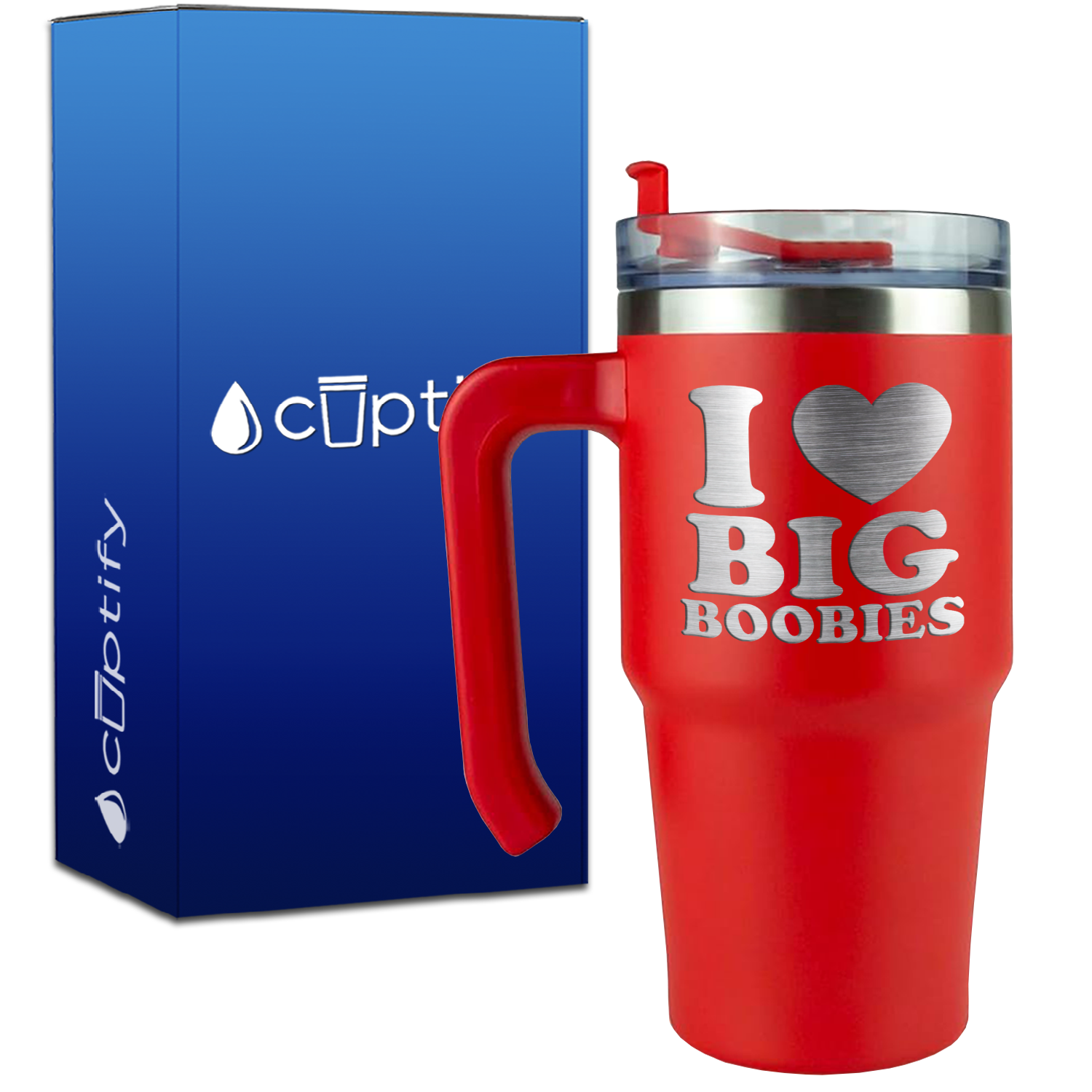 I Heart Big Boobies on 20oz Funny Travel Mug